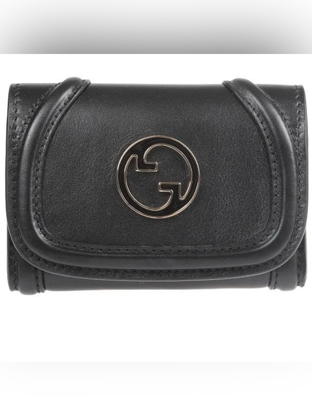NEW GUCCI LADIES BLACK LEATHER ENAMEL INTERLOCKING LOGO  WALLET W BOX